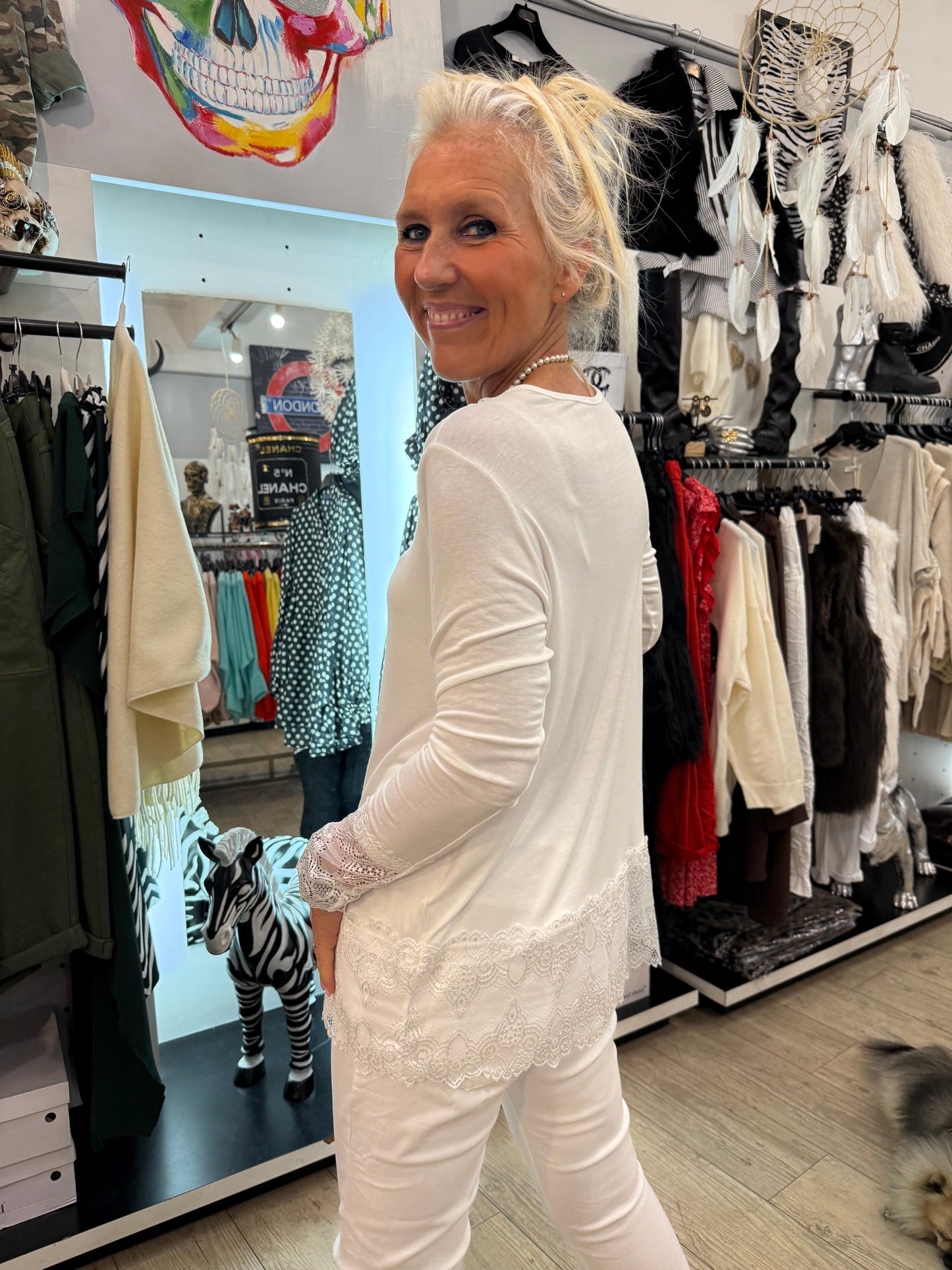 Top dentelle gde taille blanc
