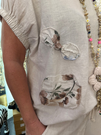 T shirt lin beige
