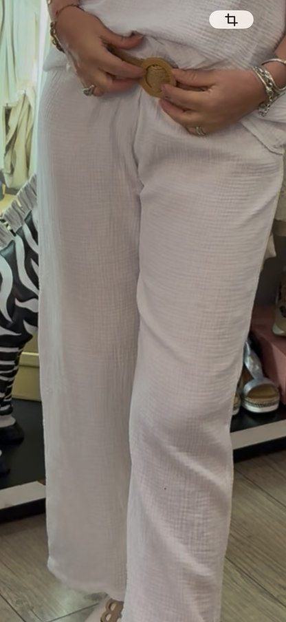 Pantalon gaze de coton blanc