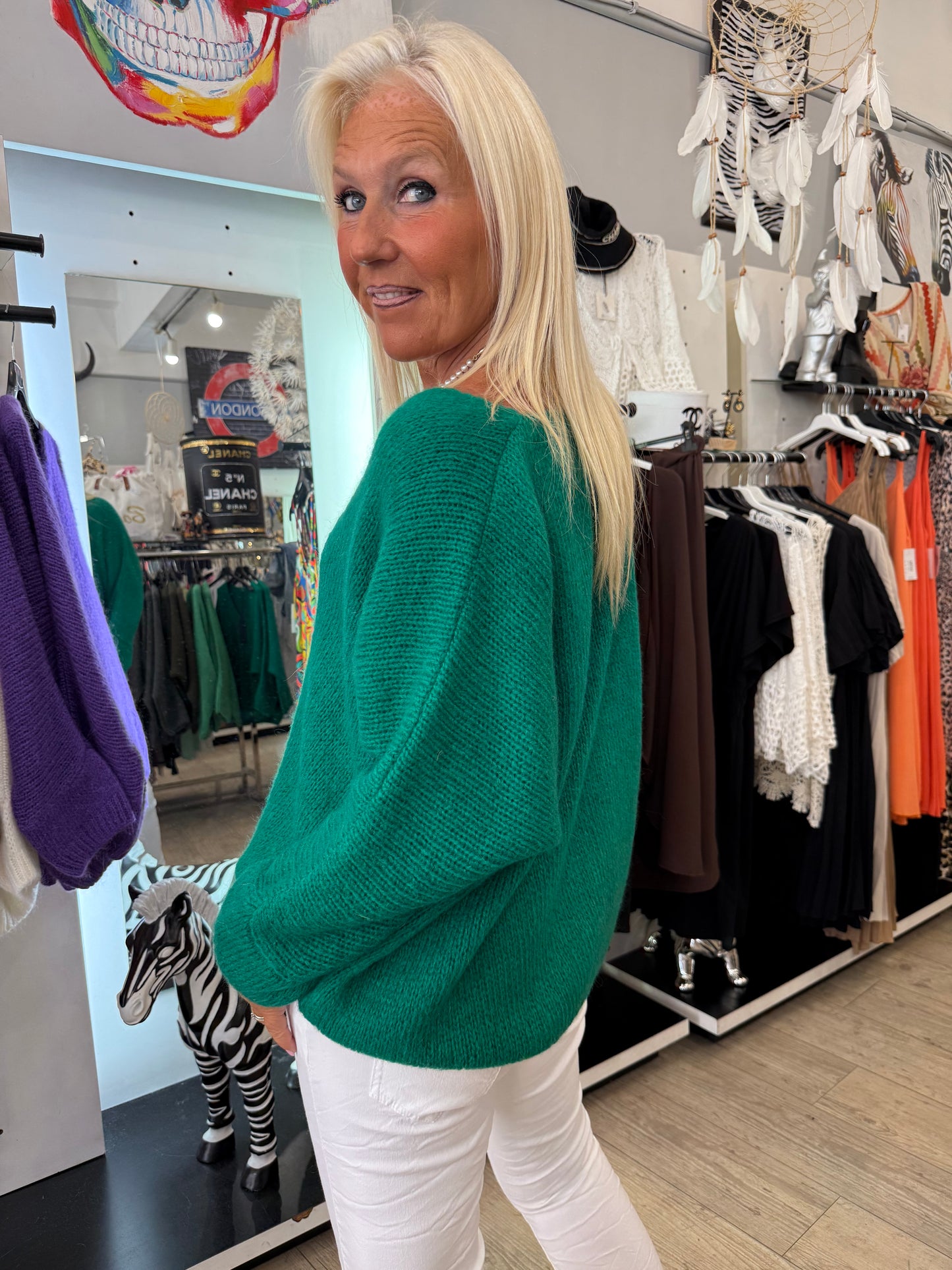Pull chouchou vert gazon