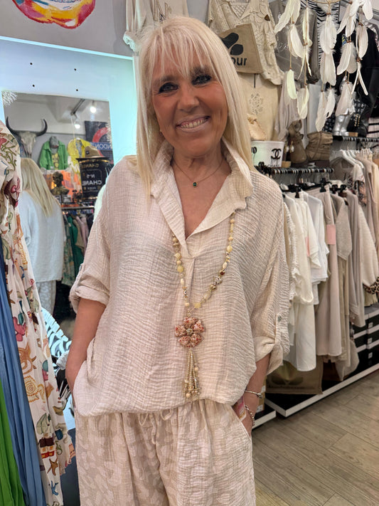 Tunique oversize beige