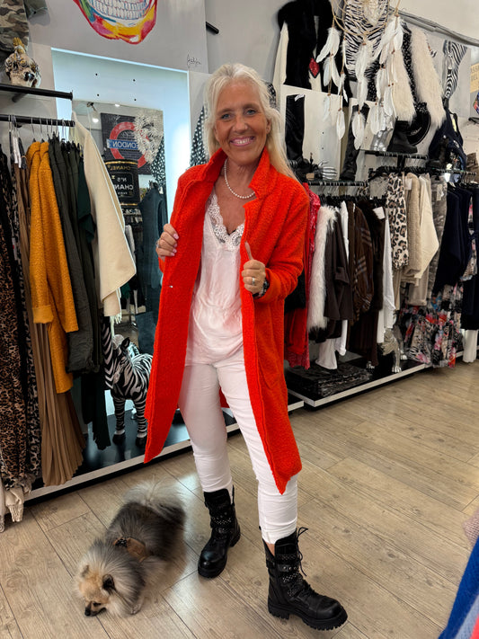 Manteau bouclette orange