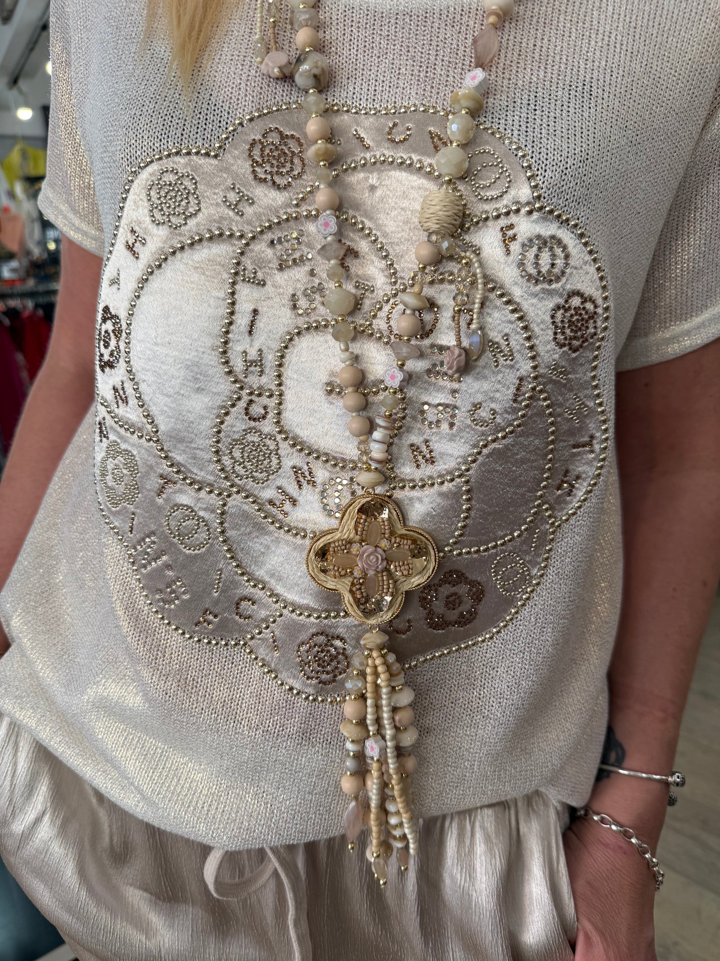 T shirt fleur doré