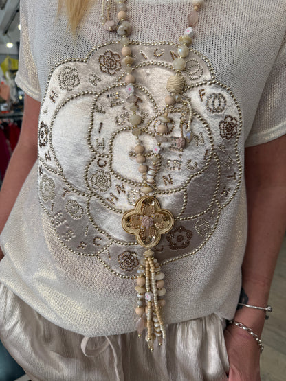 T shirt fleur doré