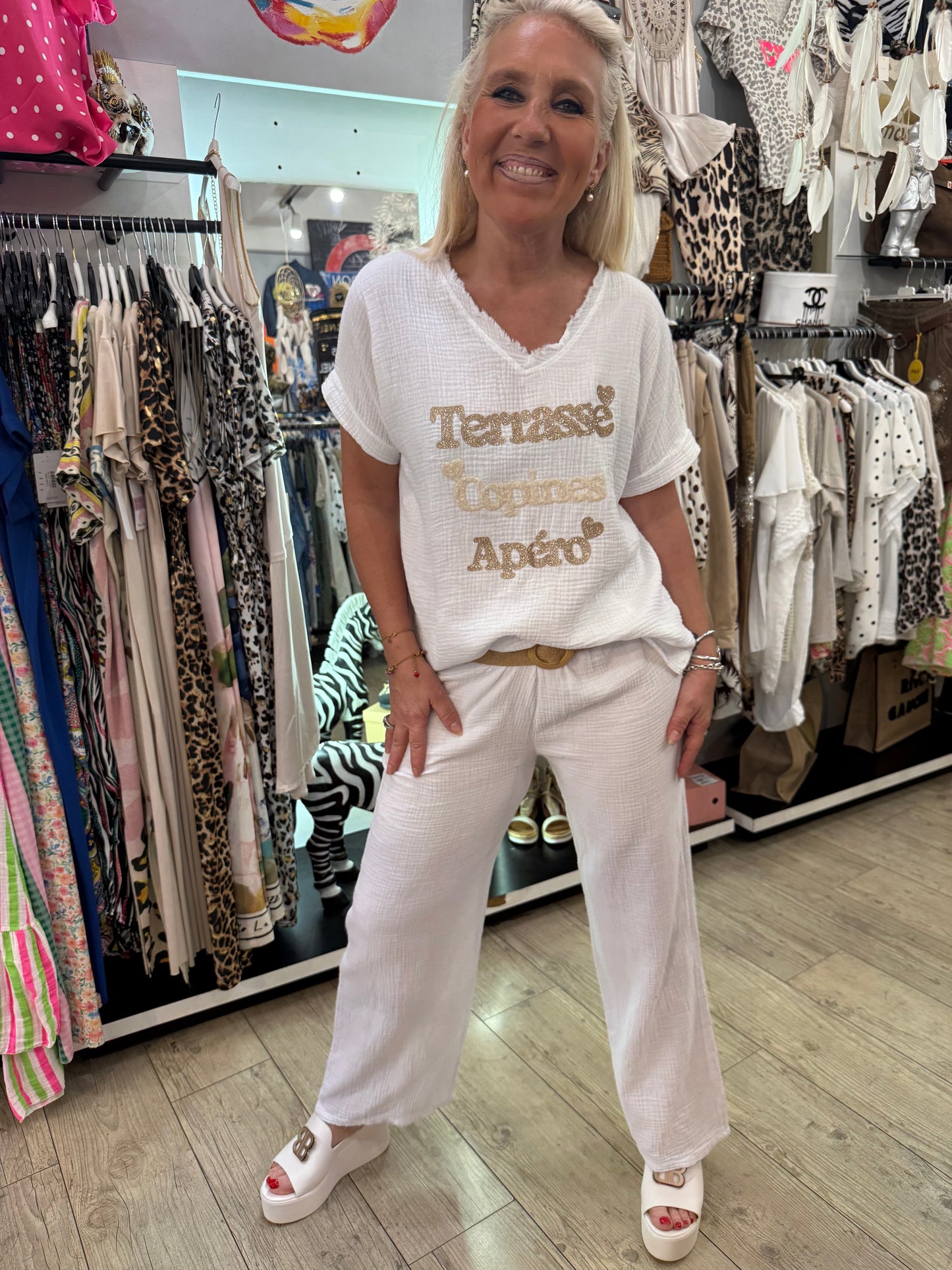 Pantalon gaze de coton blanc