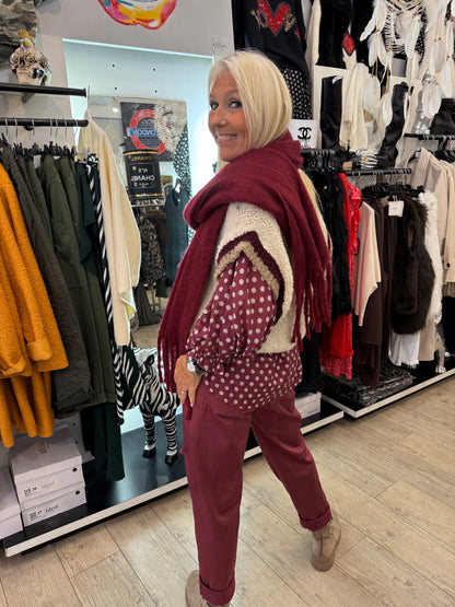 Écharpe franges bordeaux