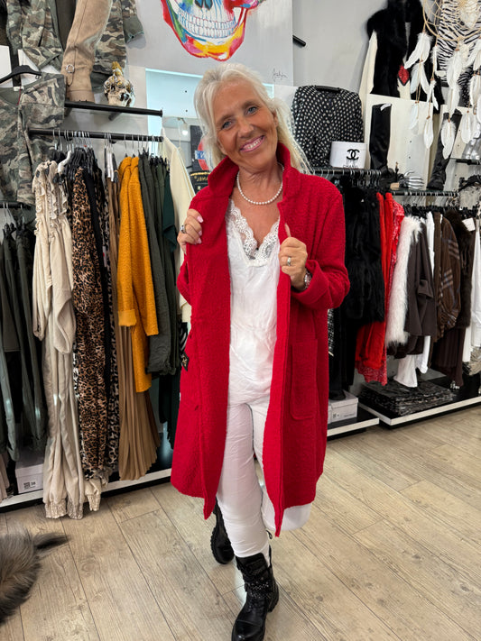 Manteau bouclette rouge