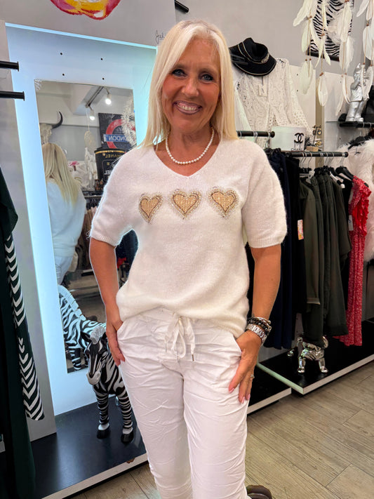 Pull cœur blanc