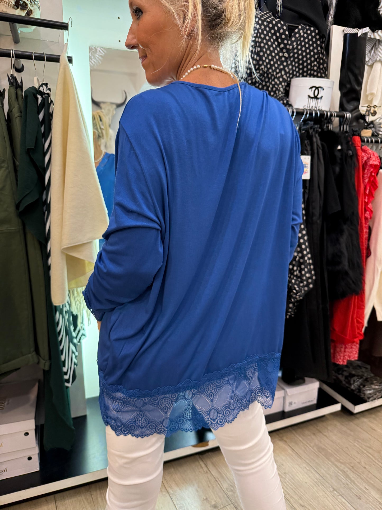 Top dentelle gde taille bleu