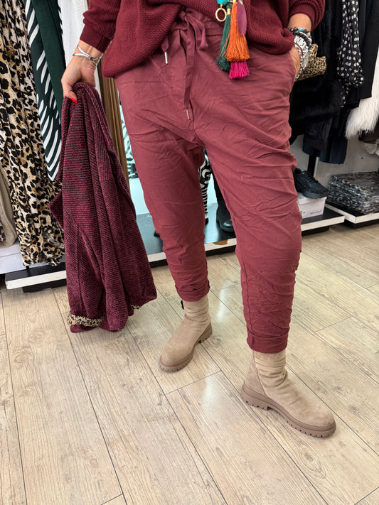 Pantalon gde taille bordeaux