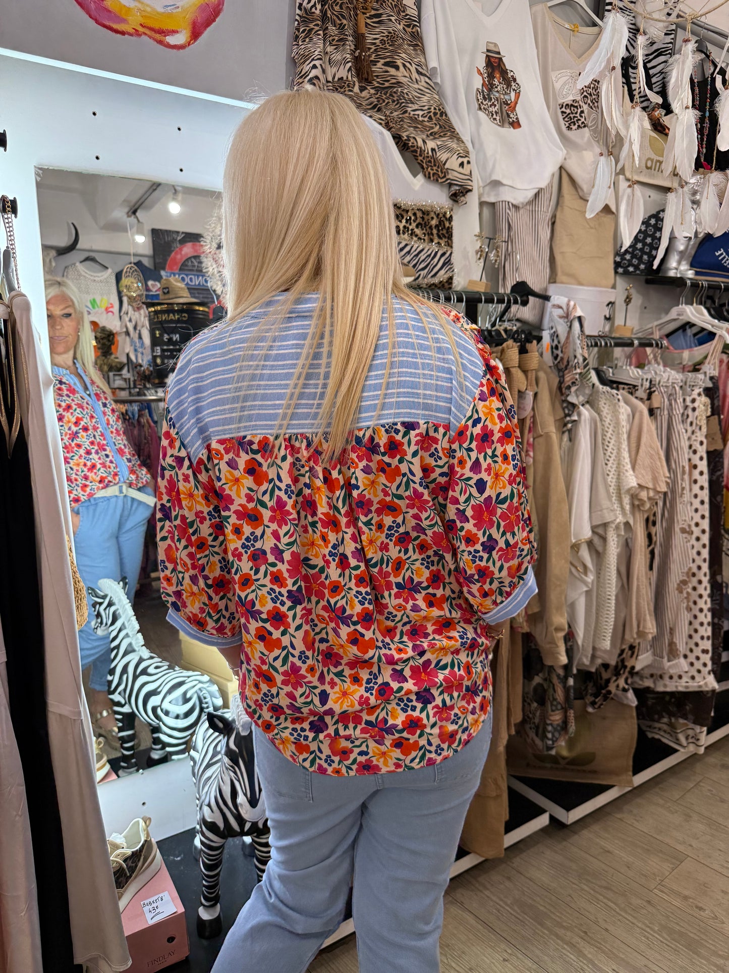 Chemise rayée fleurs