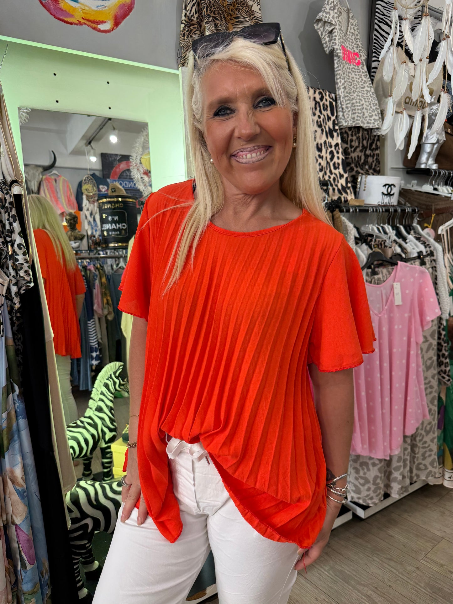 Tunique plissée orange