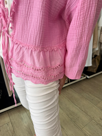 Chemise gaz de coton rose