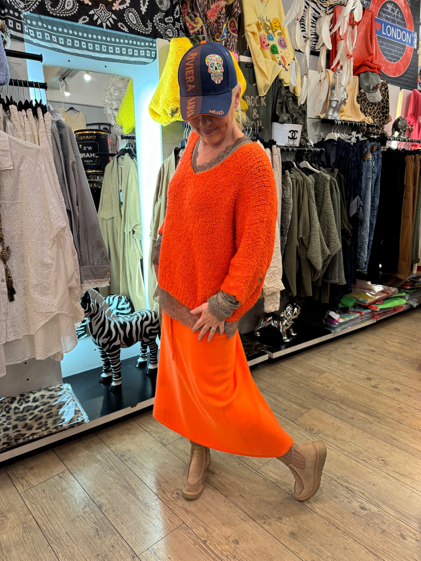 Jupe maille orange