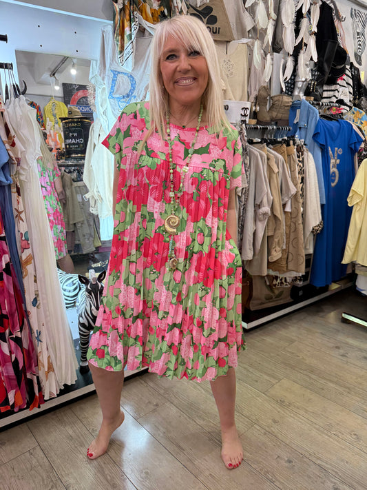 Robe Marylène rose et verte