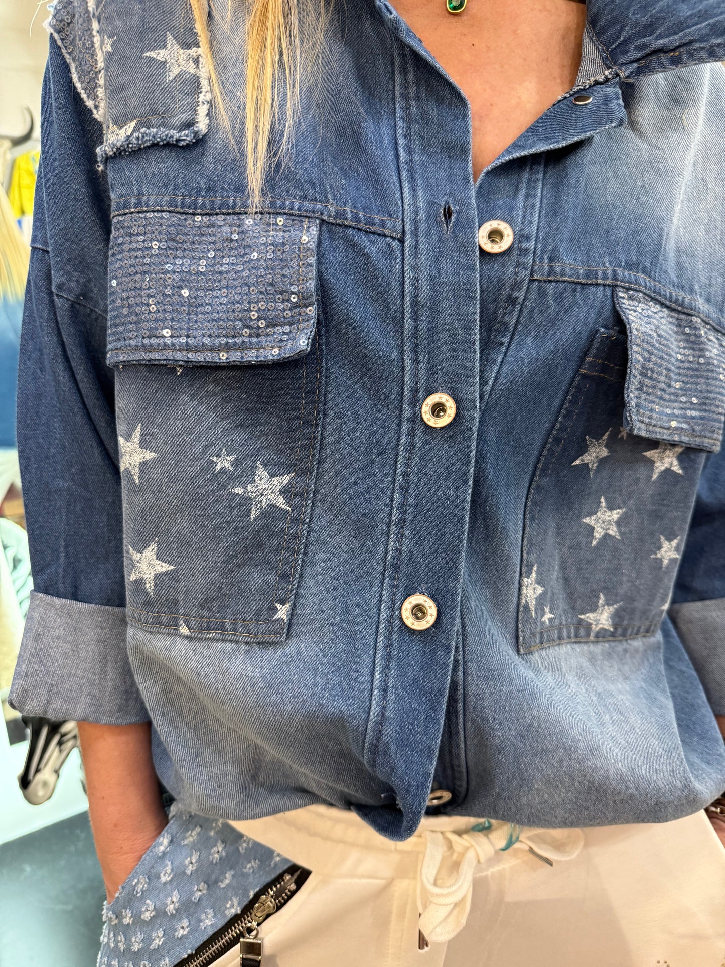 Chemise sequins délavée