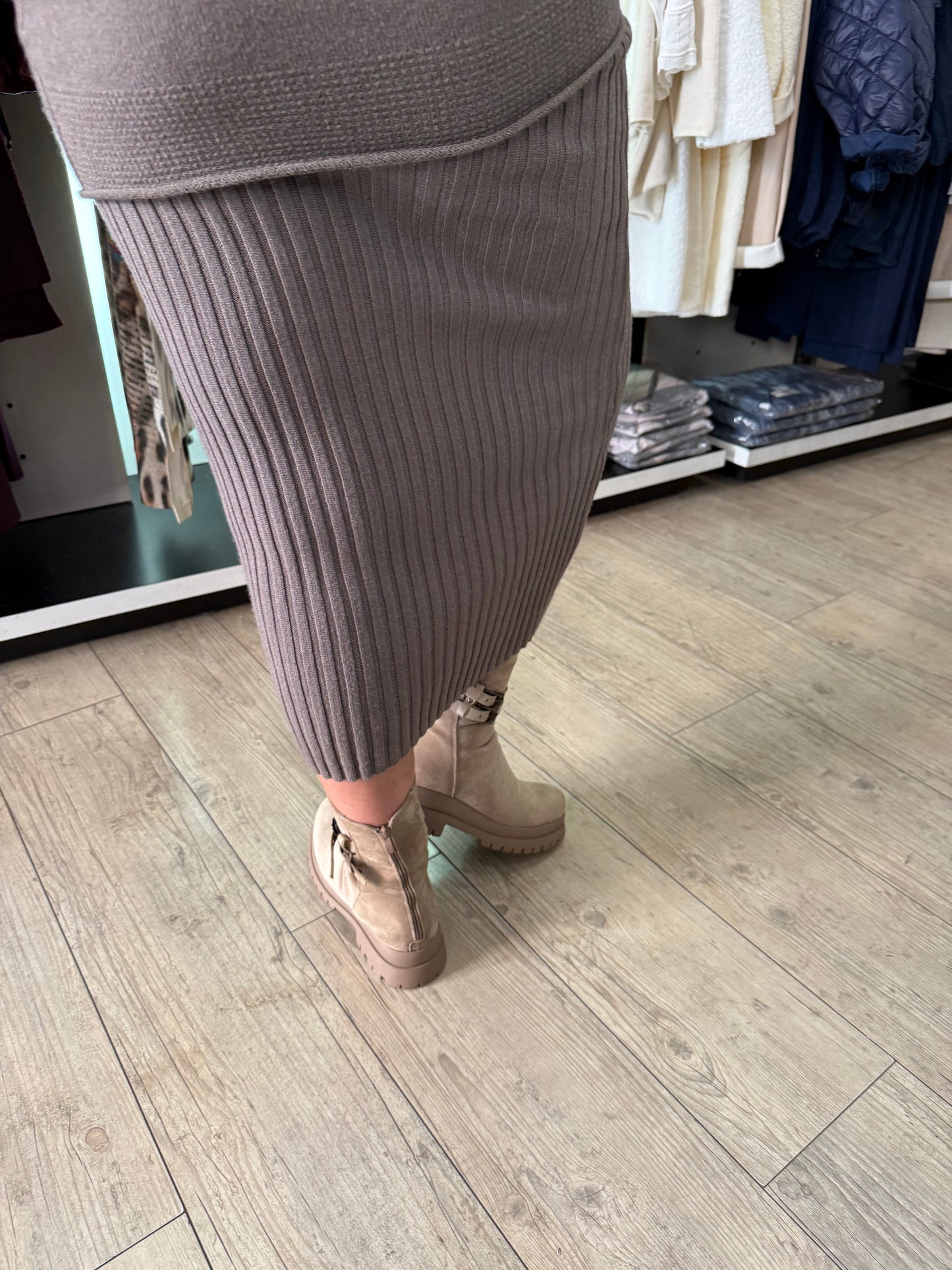 Jupe crayon taupe