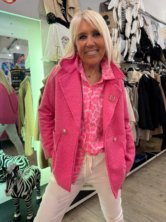 Veste bouclette rose
