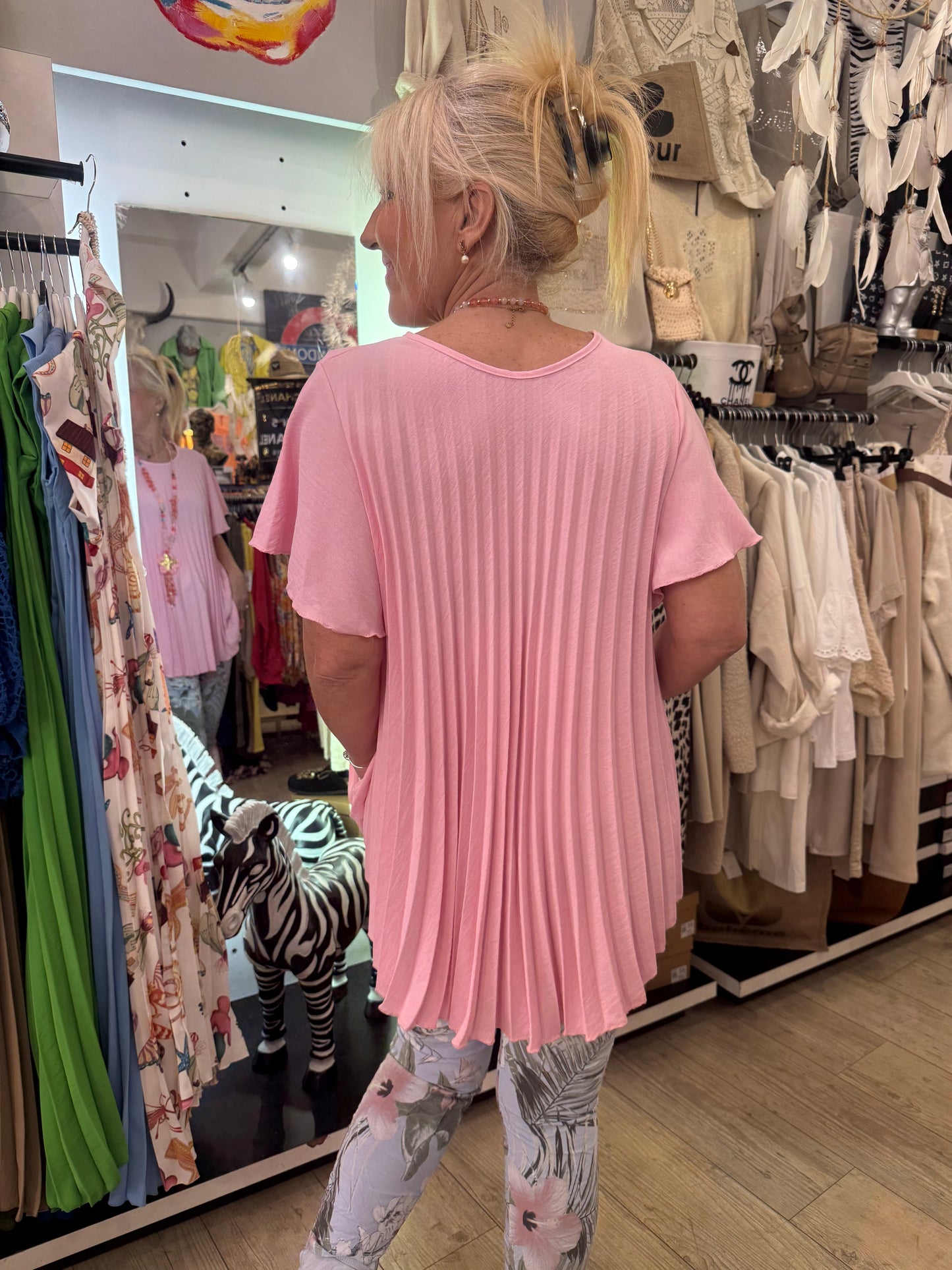 Tunique plissée rose