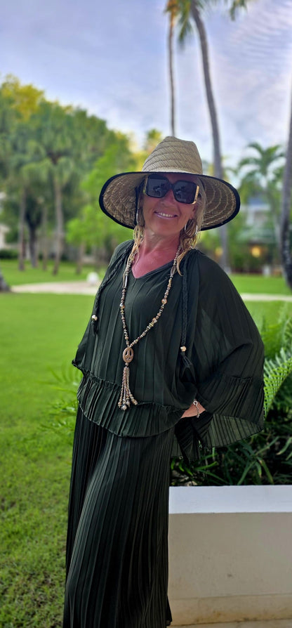 Tunique plissée kaki