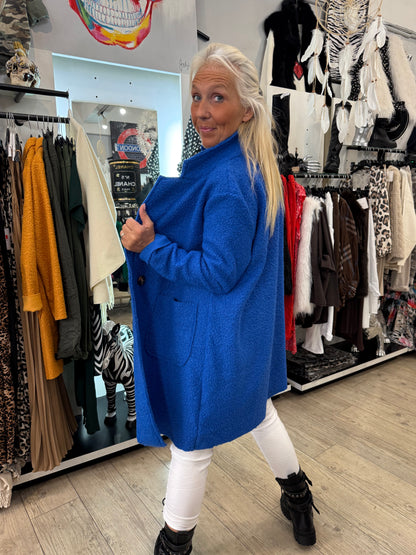 Manteau bouclette bleu roi