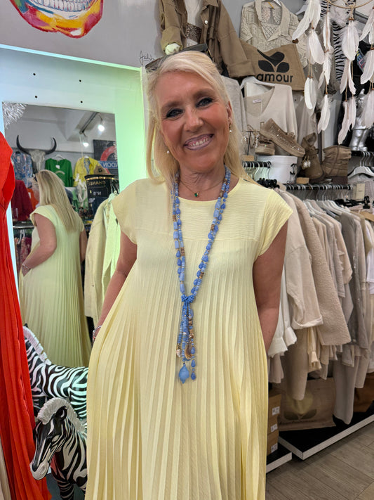 Robe plissee jaune