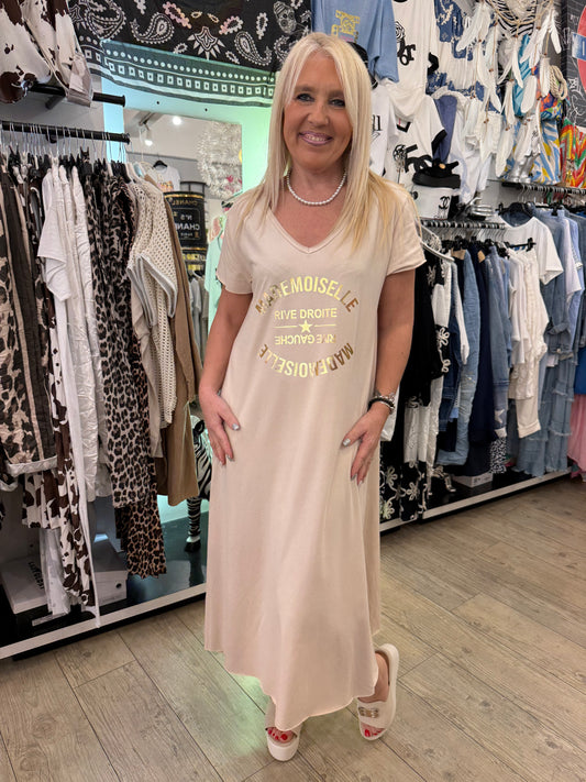 Robe t shirt mademoiselle beige