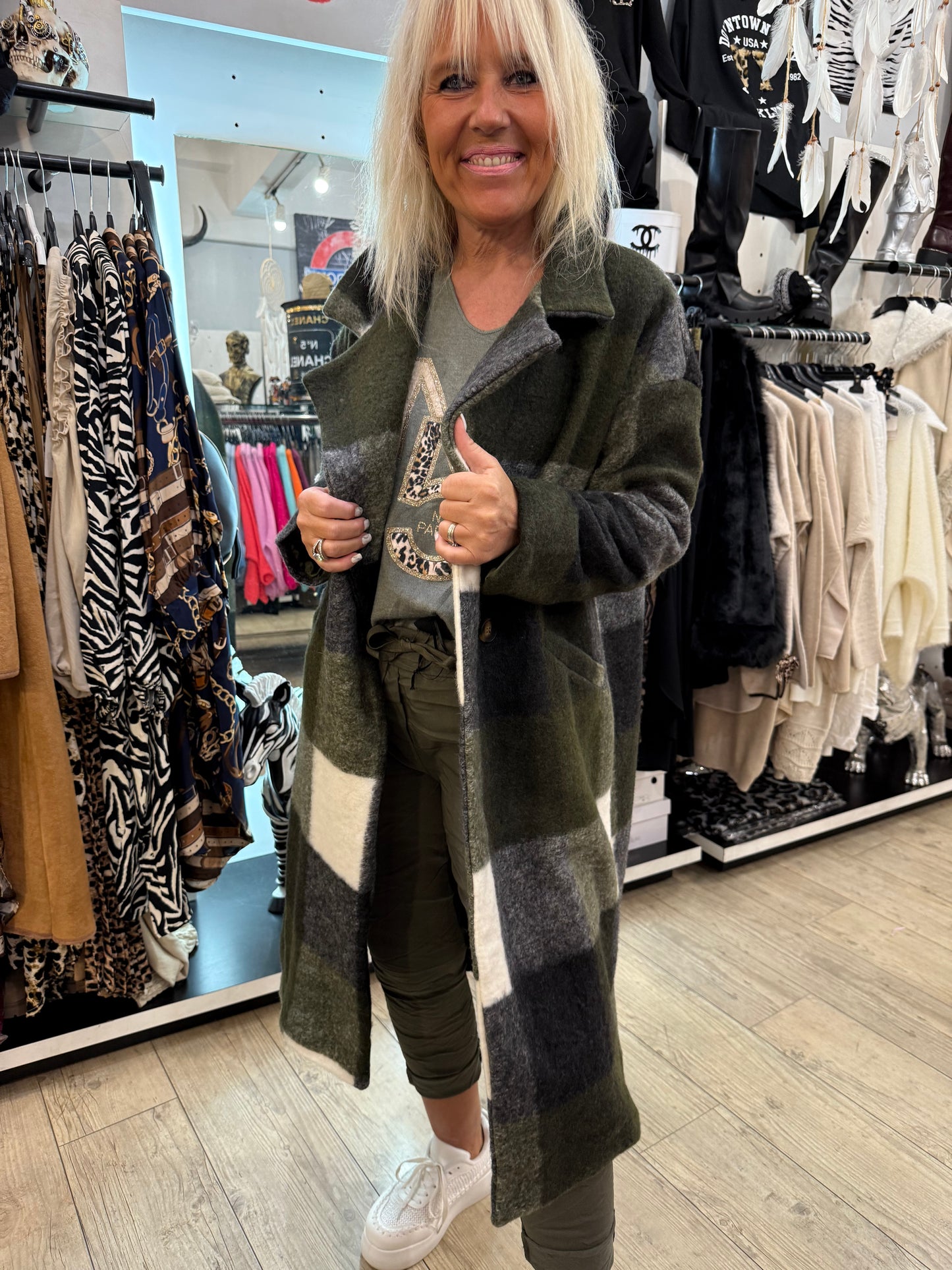 Manteau écossais kaki