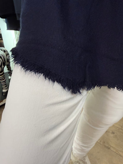 Pull franges marine