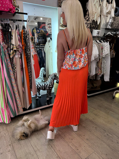 Jupe plissée orange