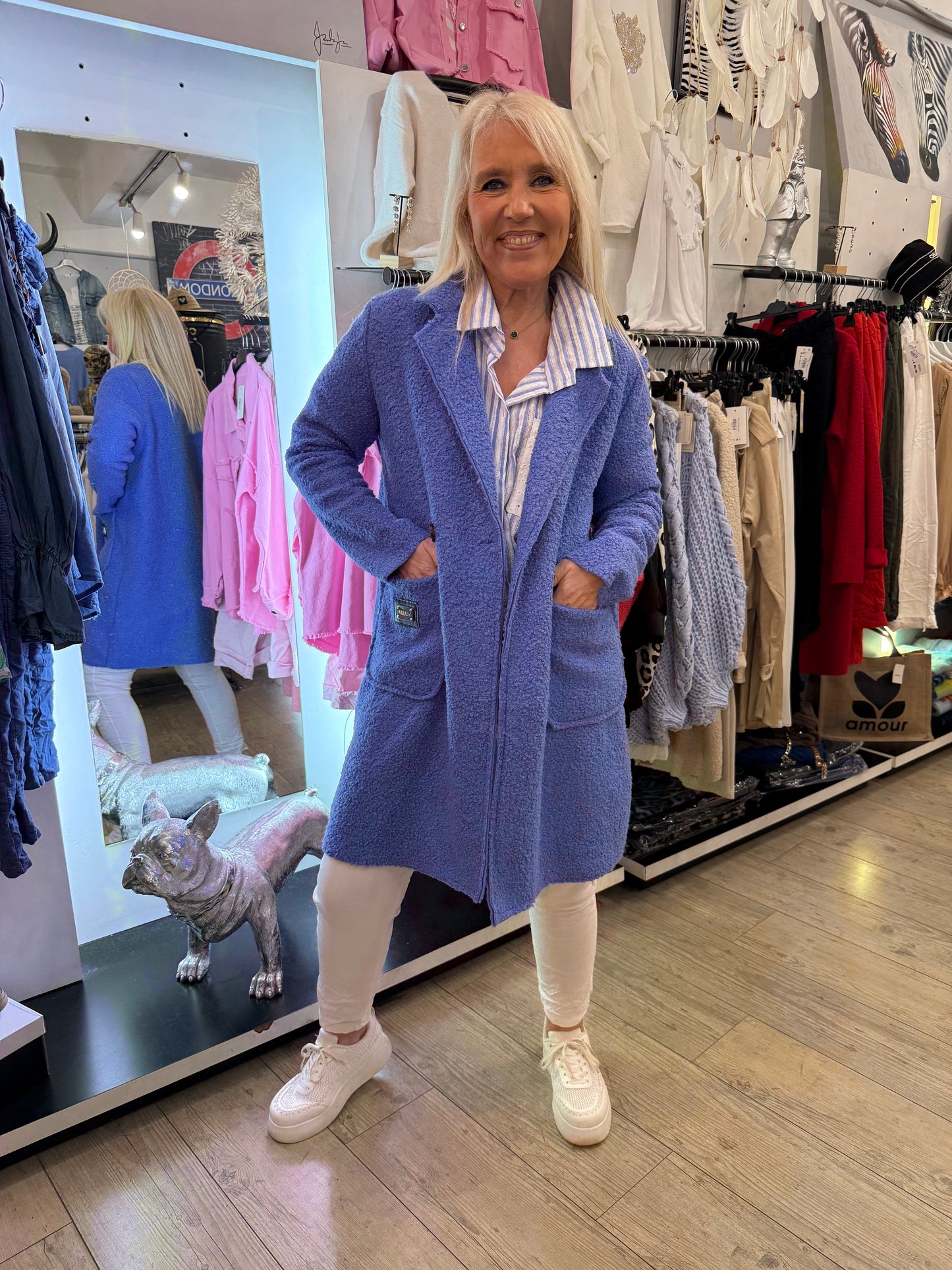 Manteau bouclette bleu