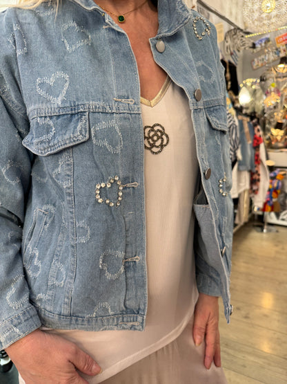 Veste jean cœur
