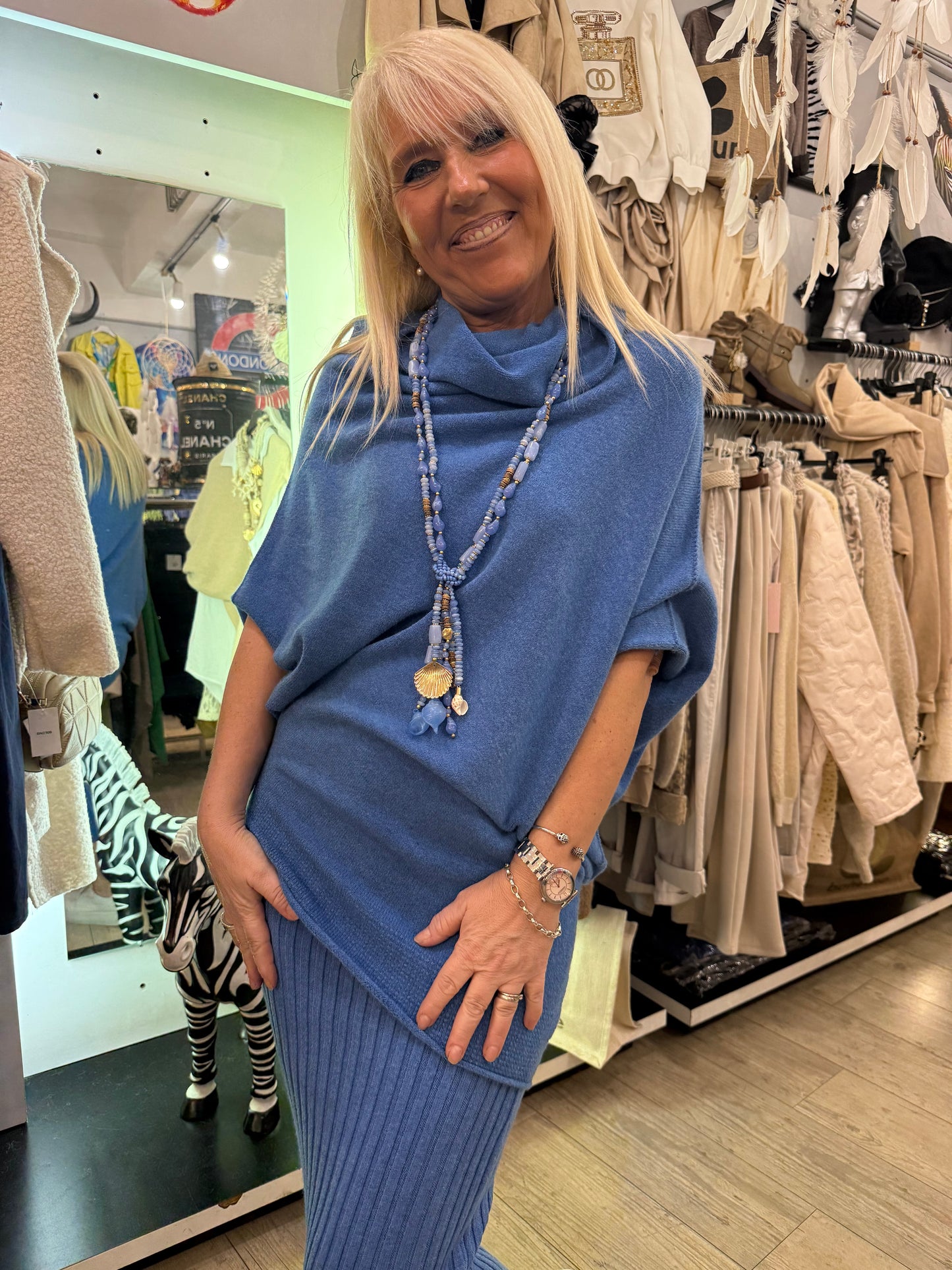 Pull magnolia bleu azur