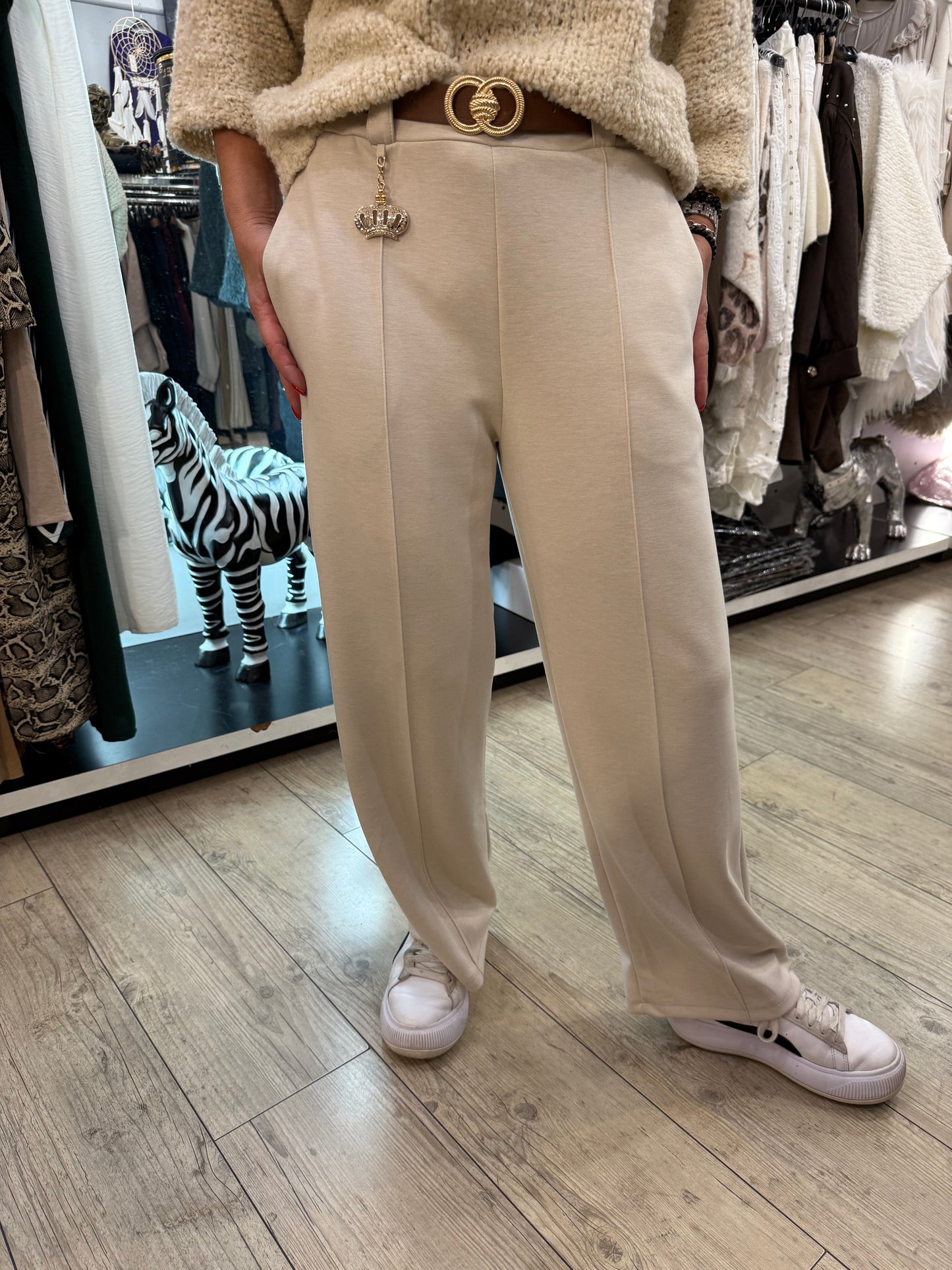 Pantalon couronne beige