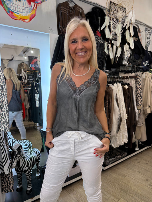 Top dentelle gris