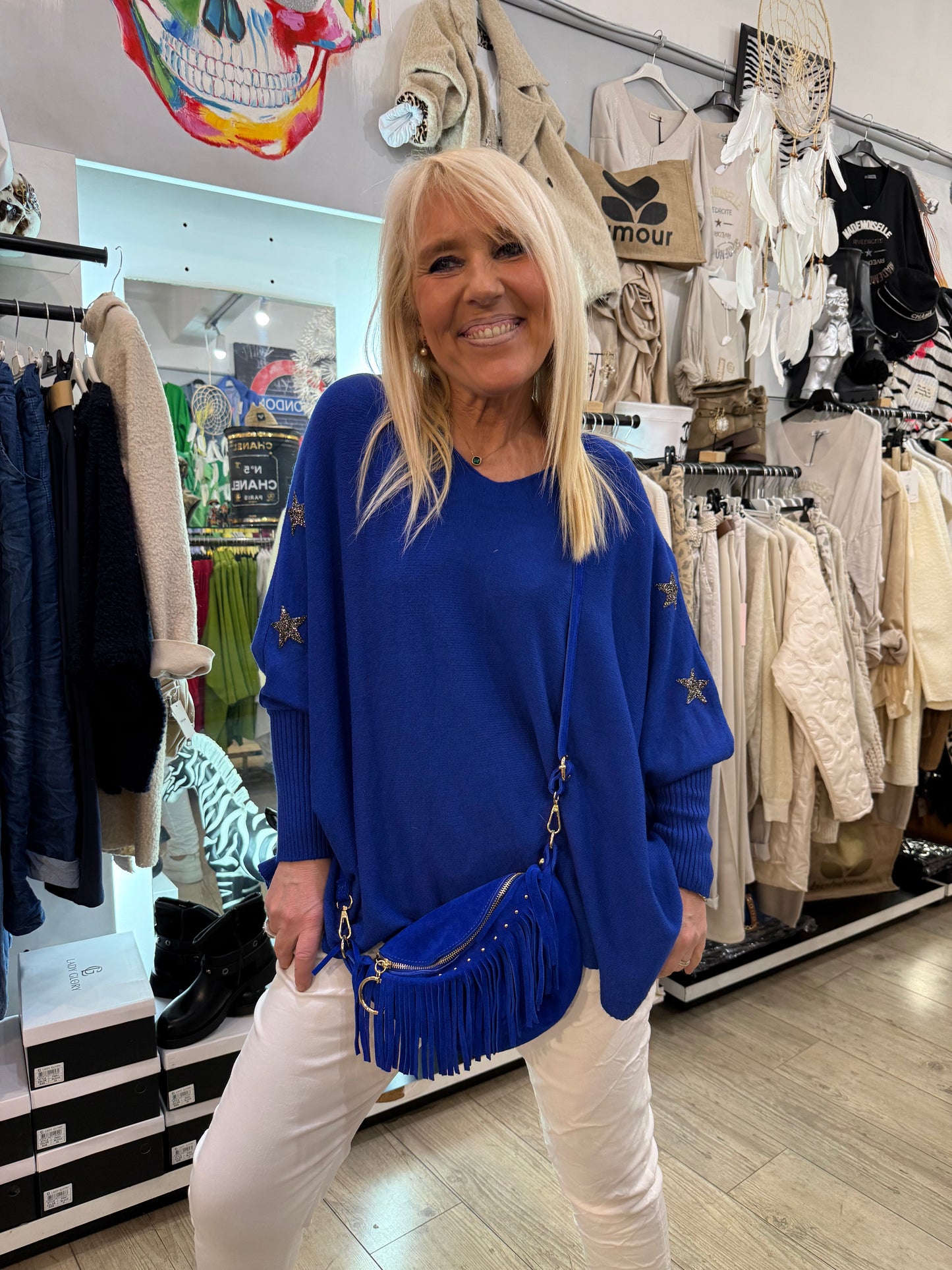 Pull étoile bleu élec