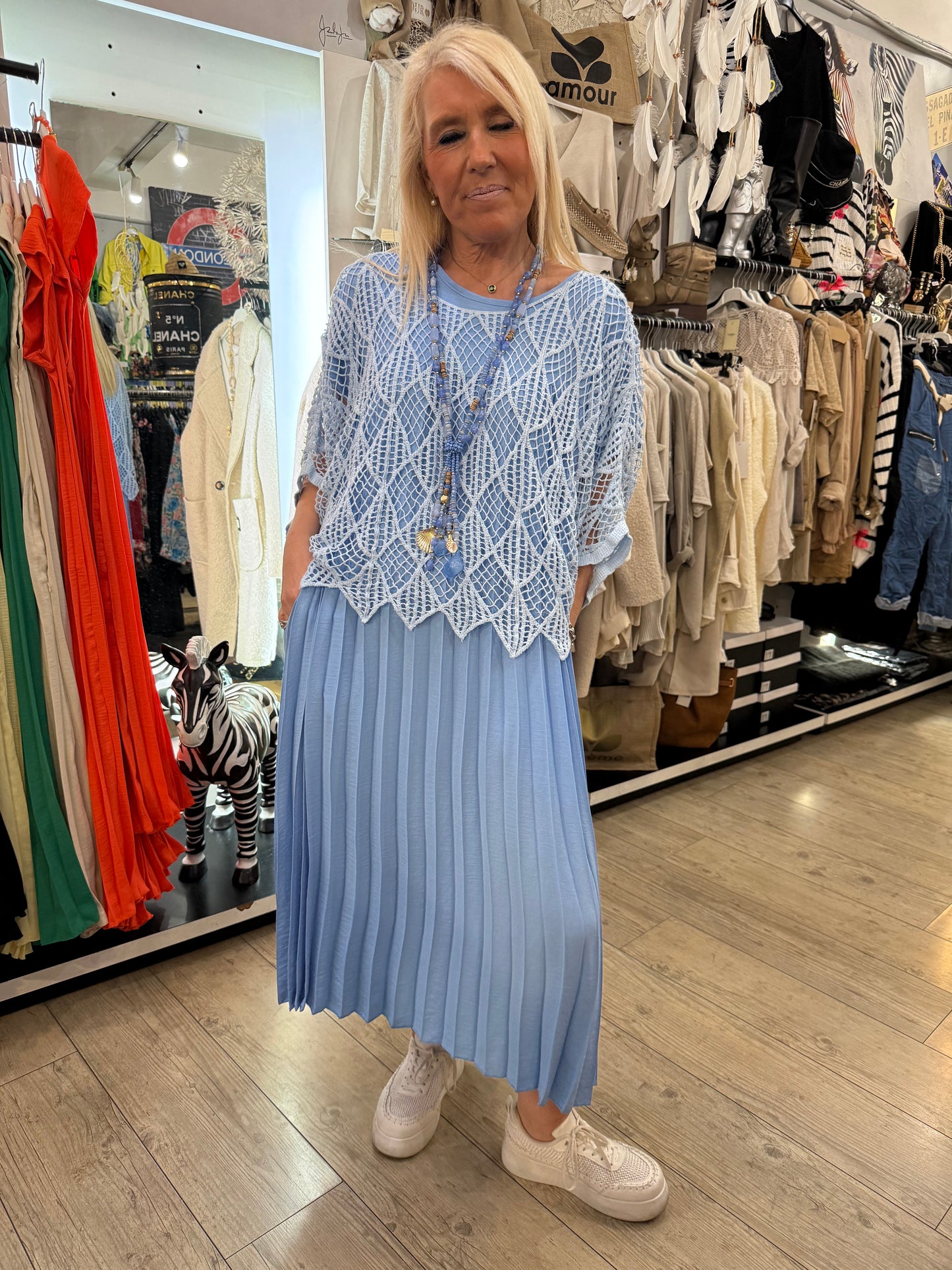 Pull macramé ciel