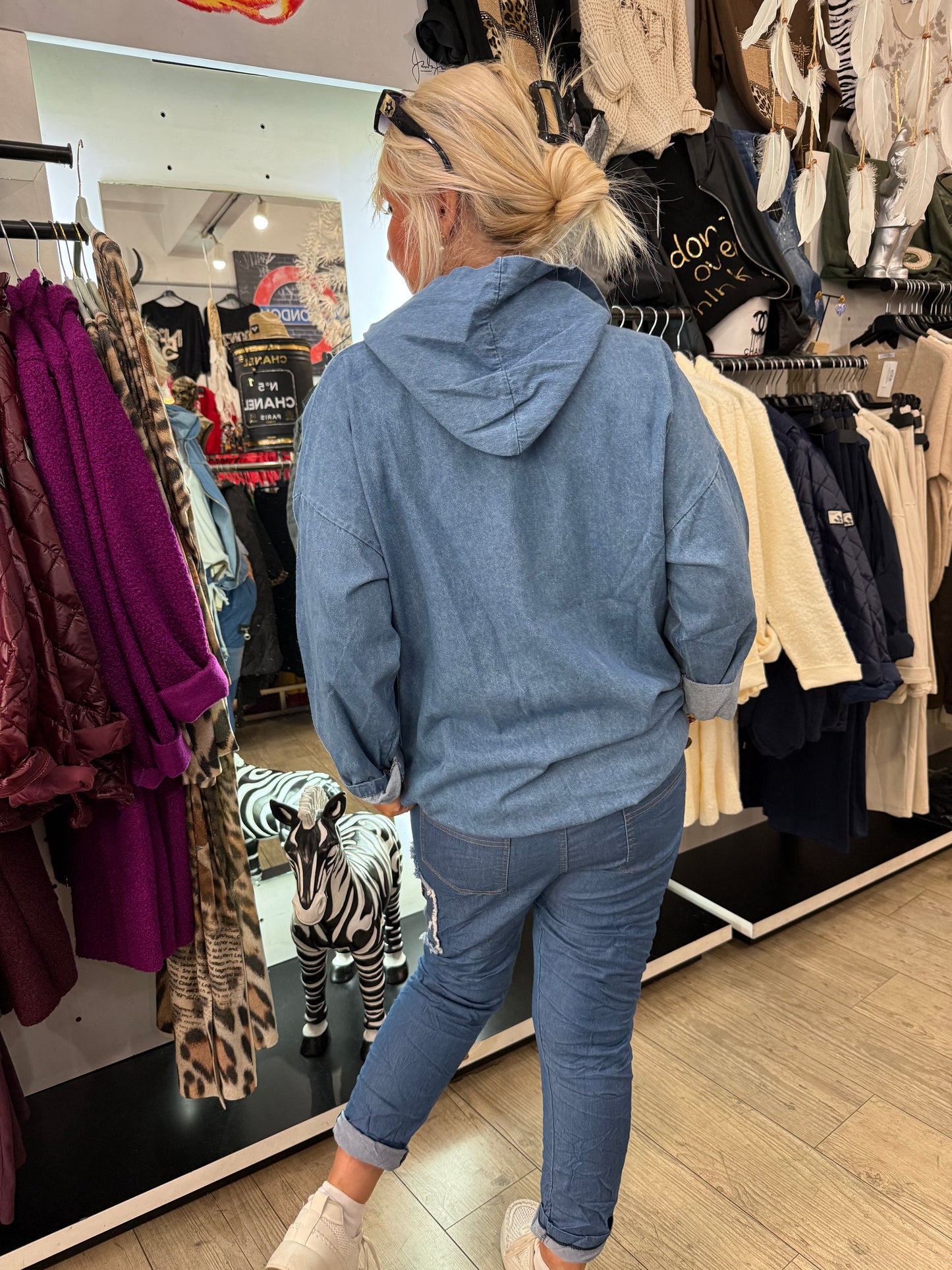 Veste jean capuche