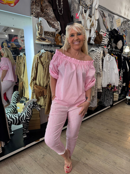 Pantalon magique rayée rose