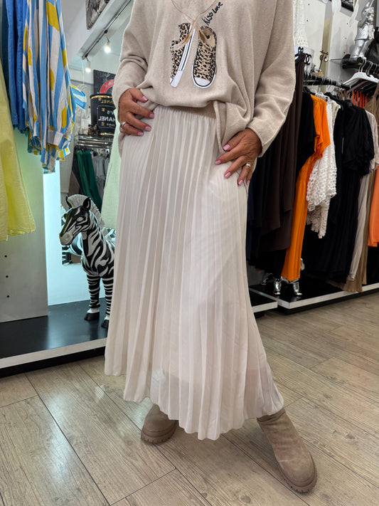 Jupe plissée beige