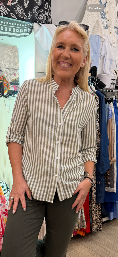 Chemise rayée kaki