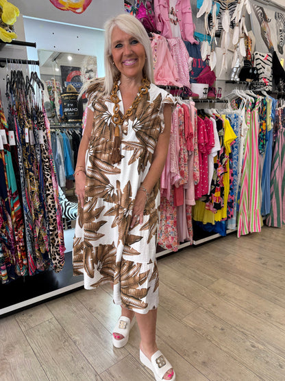 Robe feuillage camél