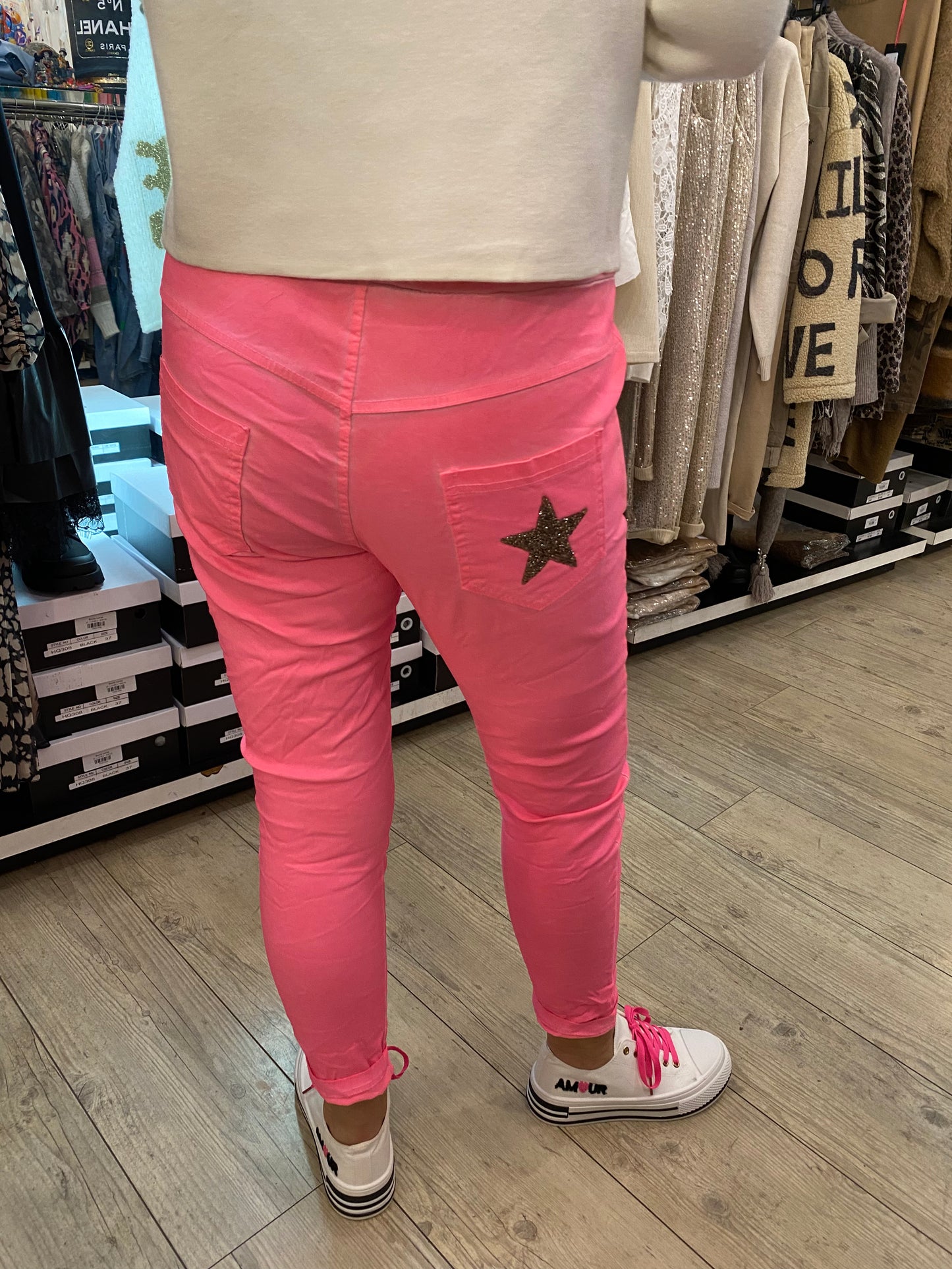 Pantalon magique fluo rose
