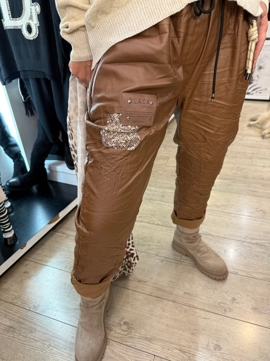 Pantalon simili gde taille camel