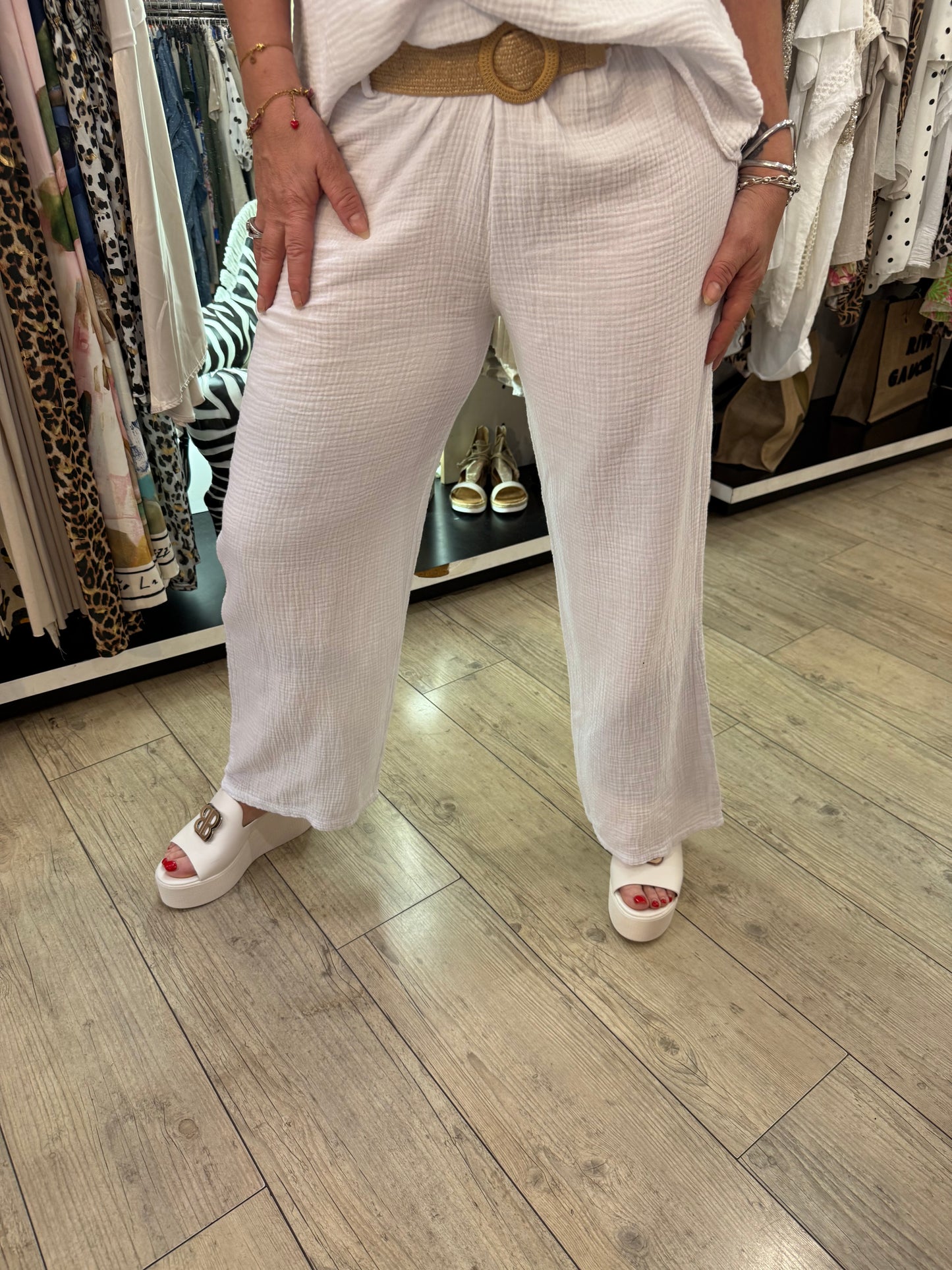 Pantalon gaze de coton blanc