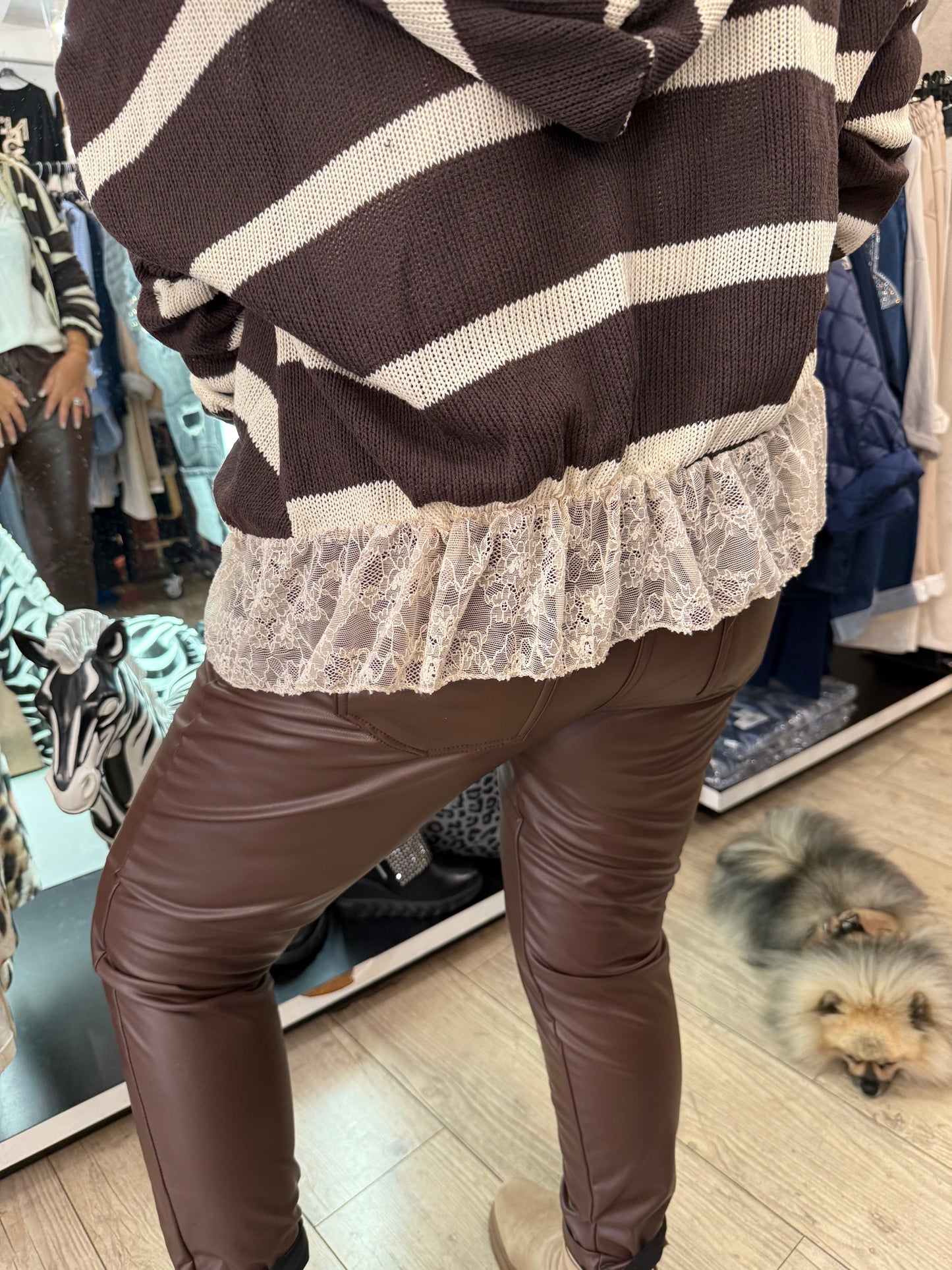 Gilet rayé choco