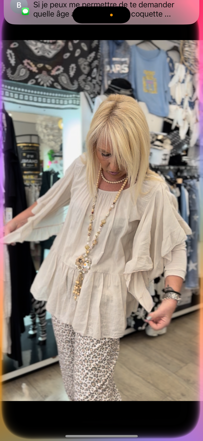 Tunique froufrou beige