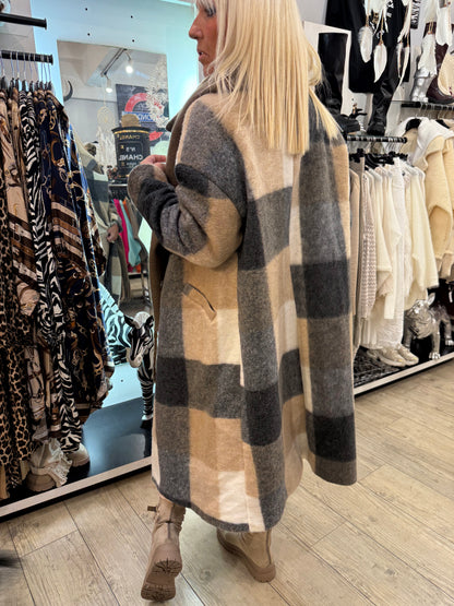 Manteau écossais beige