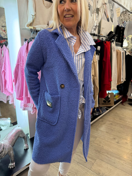 Manteau bouclette bleu