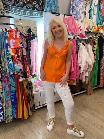 Top dentelle orange